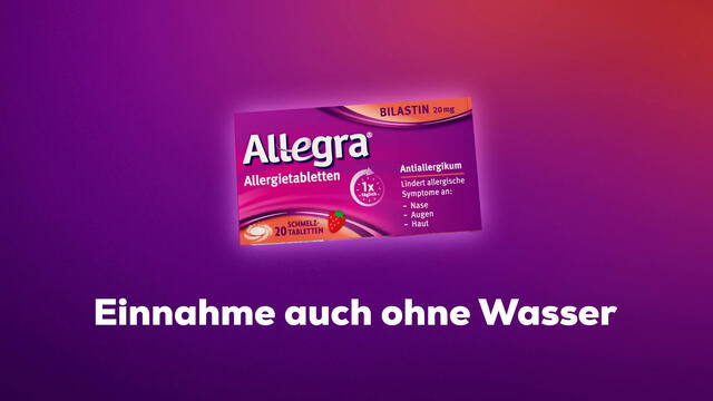 Allegra Schmelztabletten bei Heuschnupfen und ganzjährigen Allergien | Praktisch für unterwegs | Schmelzen auf der Zunge