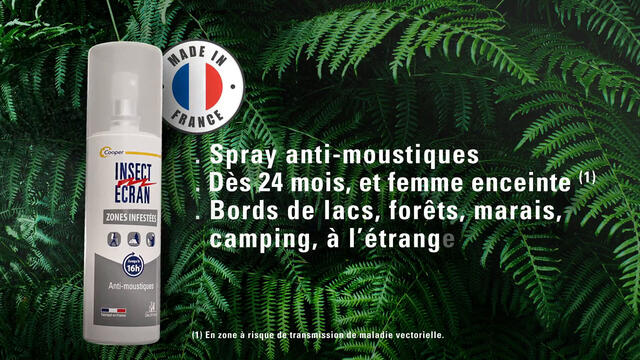 INSECT ECRAN - Anti-moustiques - Spray répulsif peau - Protection contre les piqûres de moustiques - Zones Infestées - 100 ml