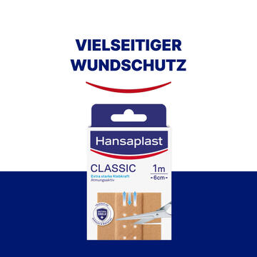 Hansaplast Classic Pflaster | Atmungsaktive Wundauflage | Zuschneidbares Heftpflaster | 5 m x 6 cm