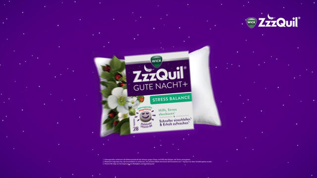 WICK ZzzQuil Gute Nacht+ Stress Balance mit Ashwagandha, Melatonin, Magnesium und Vitamin B6