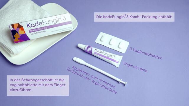 KadeFungin 3 Kombi-Packung - Vaginaltabletten und -creme zur Behandlung von Scheidenpilz in 3 Tagen