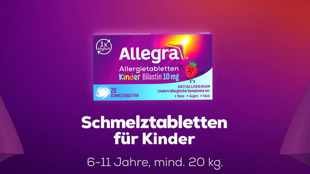 Allegra Allergietabletten für Kinder | Kinderleichte Einnahme | Zergehen auf der Zunge | Leckerer Erdbeergeschmack