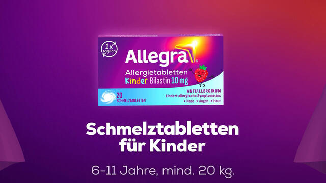 Allegra Allergietabletten für Kinder | Kinderleichte Einnahme | Zergehen auf der Zunge | Leckerer Erdbeergeschmack