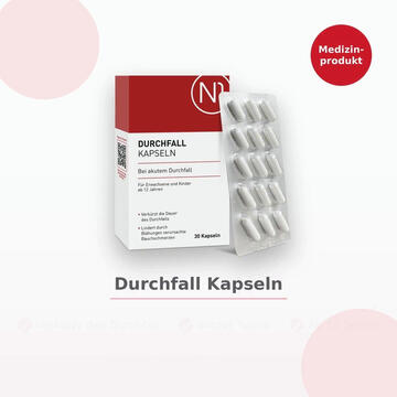 N1 Durchfall Kapseln – bei akutem Durchfall & Magen-Darm-Beschwerden, Durchfallmittel beruhigt den Darm