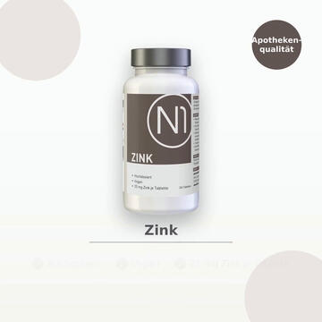 N1 Zink Tabletten 25 mg – vegan, für Immunsystem, Haut, Haare & Nägel, unterstützt den Stoffwechsel, Zinkmangel, Zinktabletten
