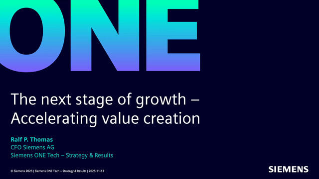 Siemens ONE Tech - Strategy & Results - CFO Key Note