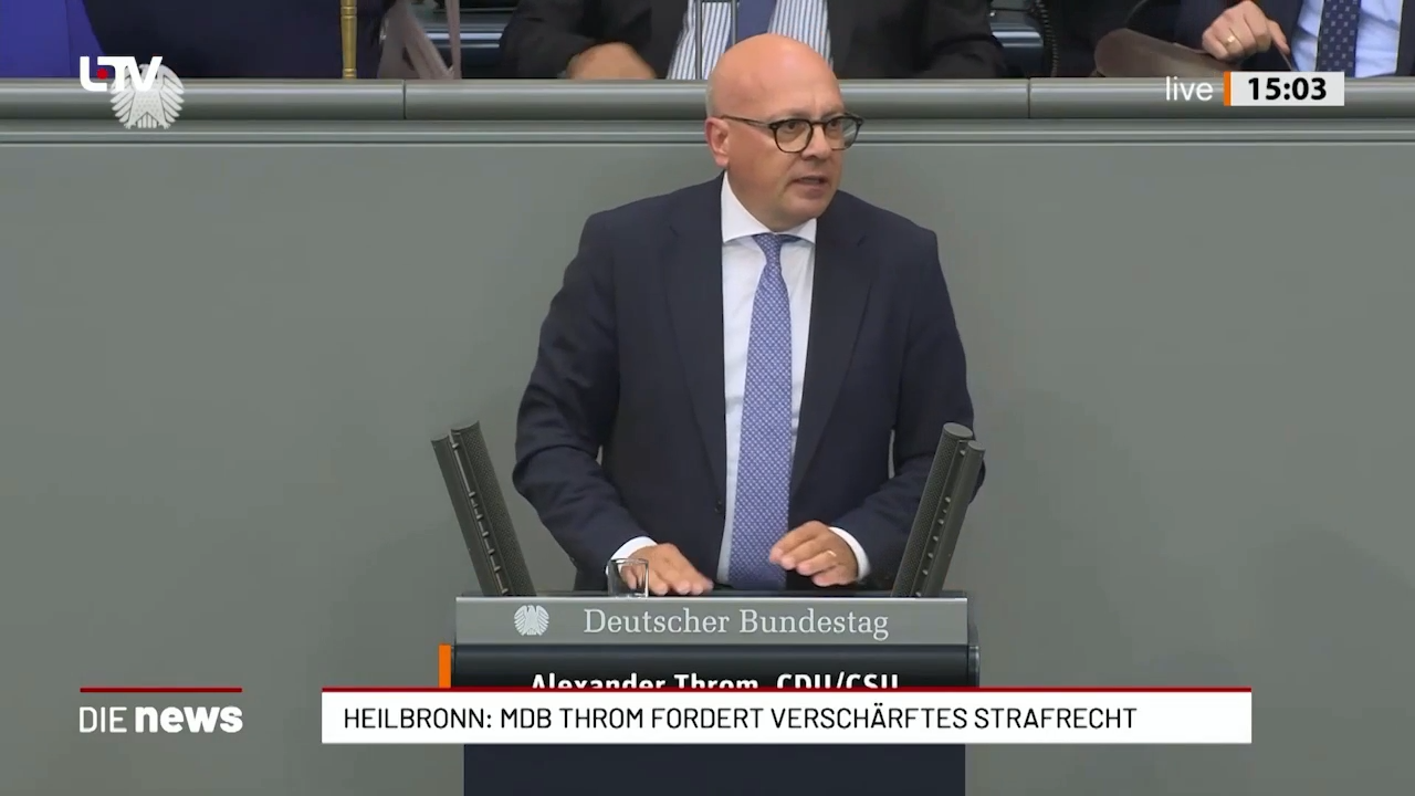 Heilbronn: Throm fordert verschärftes Strafrecht